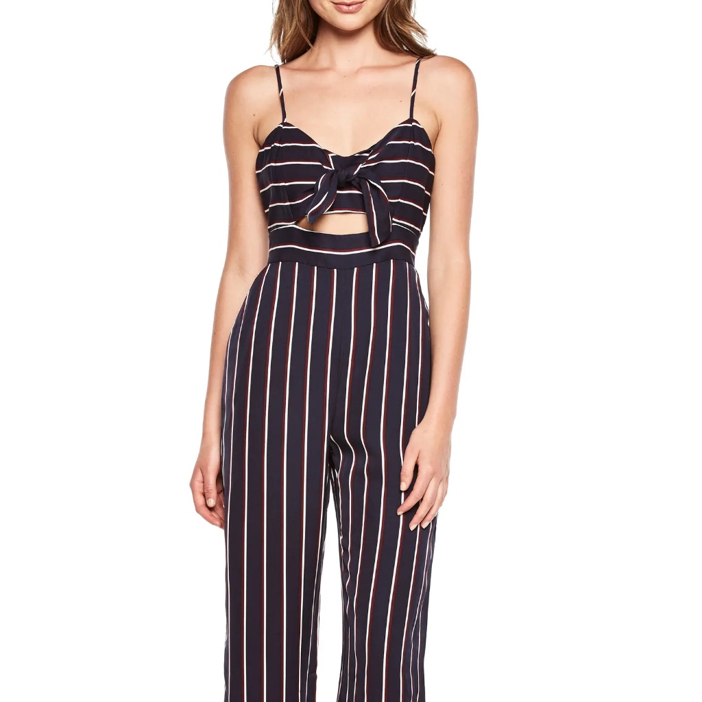 Bardot Lulu Cutout Wide-Leg Striped Jumpsuit Size 8 Nwot